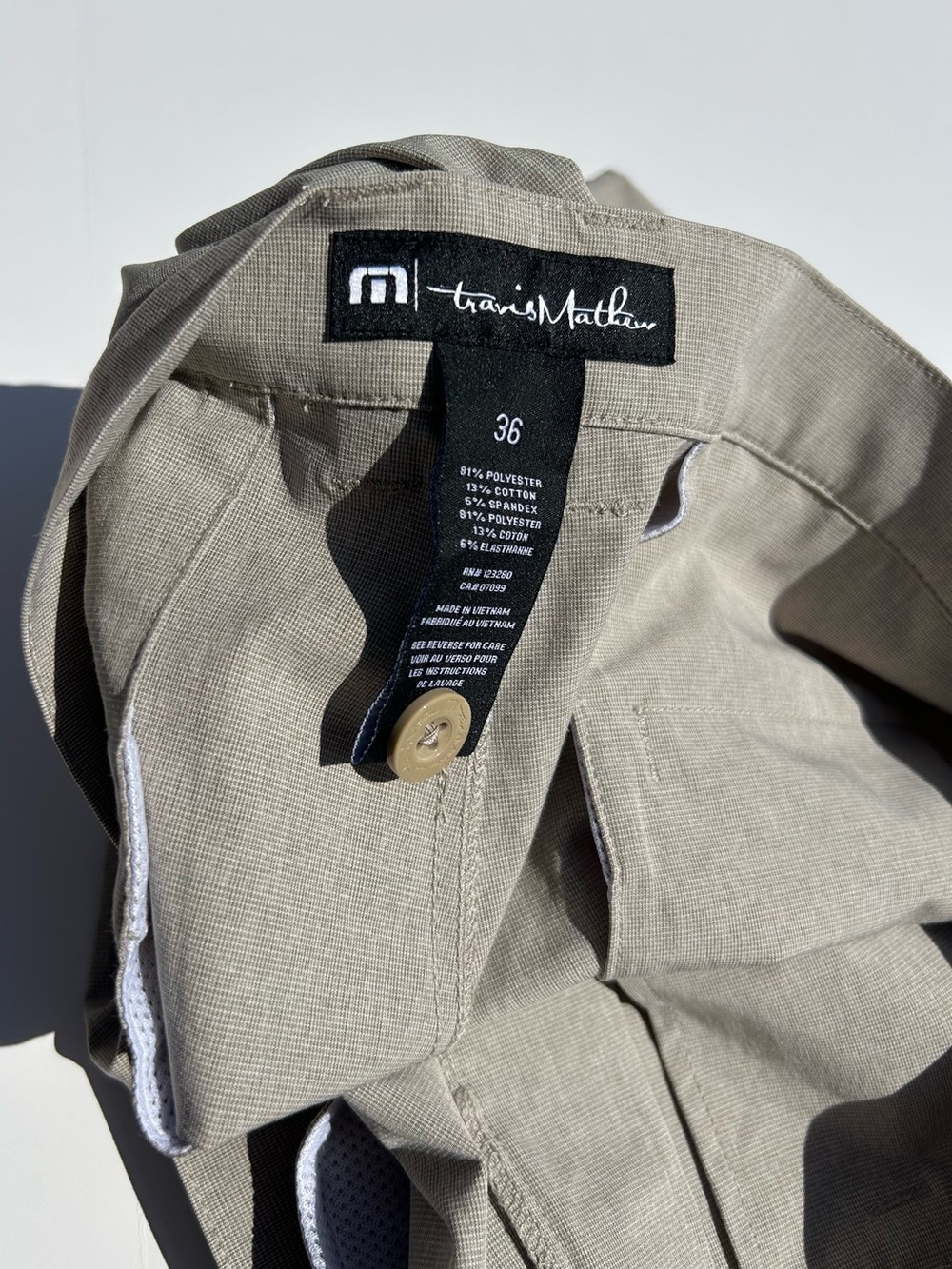 NWT Travis Mathew Golf BECK Shorts in Khaki              — Size 36 — Inseam 10” - Picture 5 of 8
